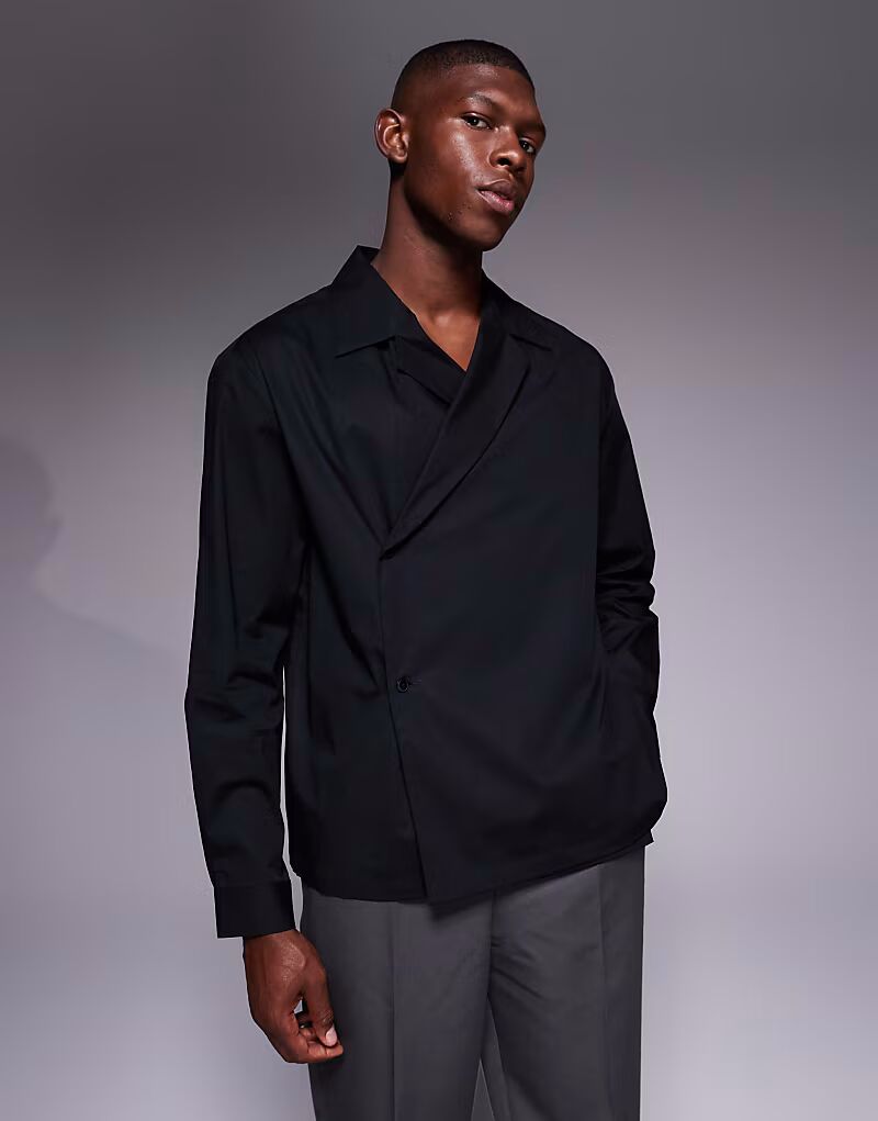 Свободная рубашка с перекрестным воротом черного цвета Asos Design
Свободная рубашка с перекрестным воротом черного цвета Asos Design