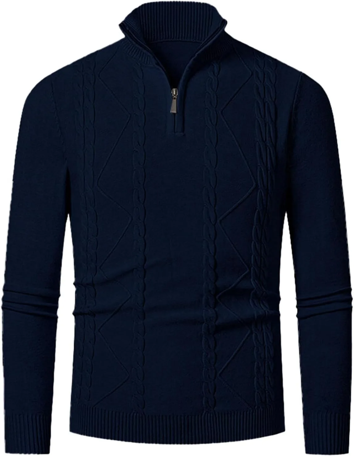 Мужской свитер с четвертью молнии Slim Fit, кабельная вязка, водолазка
Мужской свитер с четвертью молнии Slim Fit, кабельная вязка, водолазка