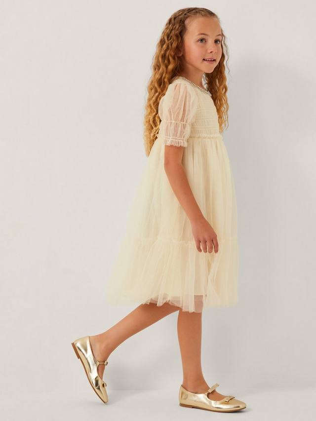 Детское платье Natalie с пышными рукавами из тюля Monsoon, Gold