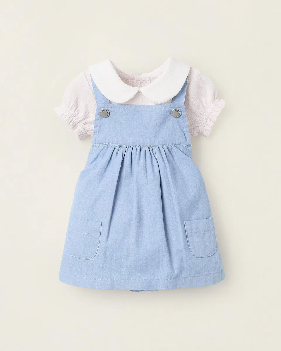 Комплект из фактурного боди и платья с перекрещенными бретелями Zippy, голубой
Комплект из фактурного боди и платья с перекрещенными бретелями Zippy, голубой