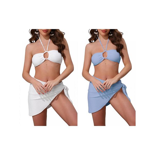 2 комплекта женского купальника-бикини с веревочным круглым топом, треугольные трусики с завязками по бокам и парео Inspire Chic, White Light Blue
2 комплекта женского купальника-бикини с веревочным круглым топом, треугольные трусики с завязками по бокам и парео Inspire Chic, White Light Blue