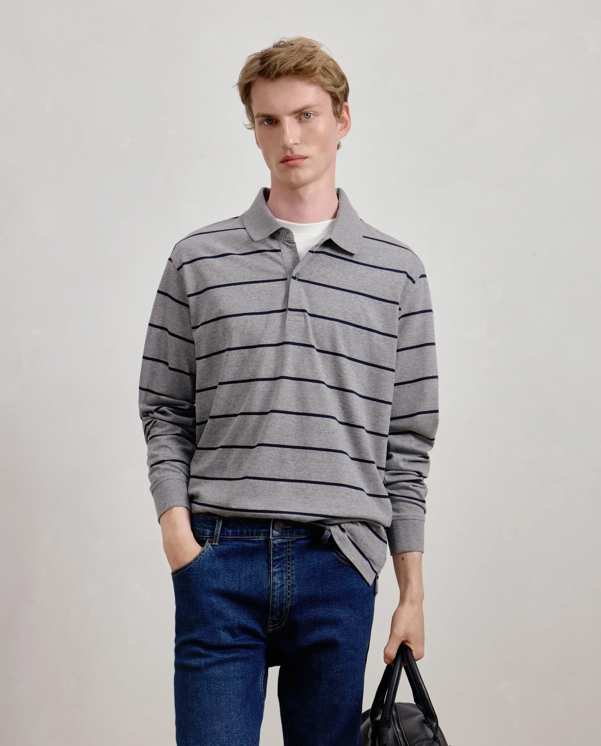 Мужская поло с длинным рукавом в тонкую полоску Dustin, серый
Мужская поло с длинным рукавом в тонкую полоску Dustin, серый