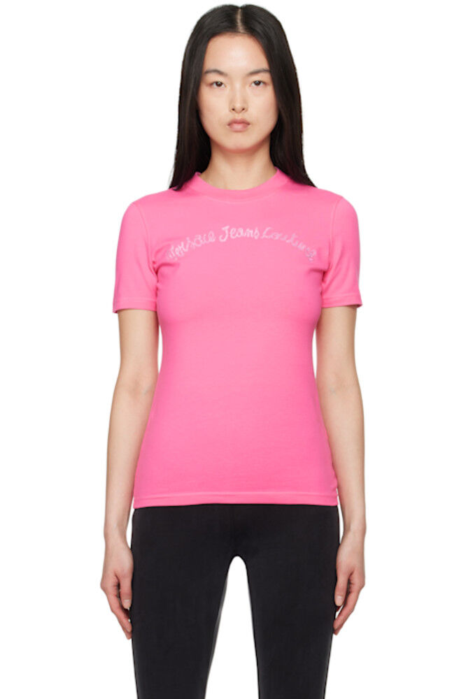 Розовая футболка с трафаретной печатью Versace Jeans Couture
Розовая футболка с трафаретной печатью Versace Jeans Couture