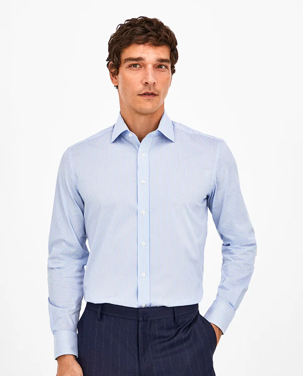 Мужская деловая рубашка стрейч классического кроя в бенгальскую полоску больших размеров Hackett, синий
Мужская деловая рубашка стрейч классического кроя в бенгальскую полоску больших размеров Hackett, синий