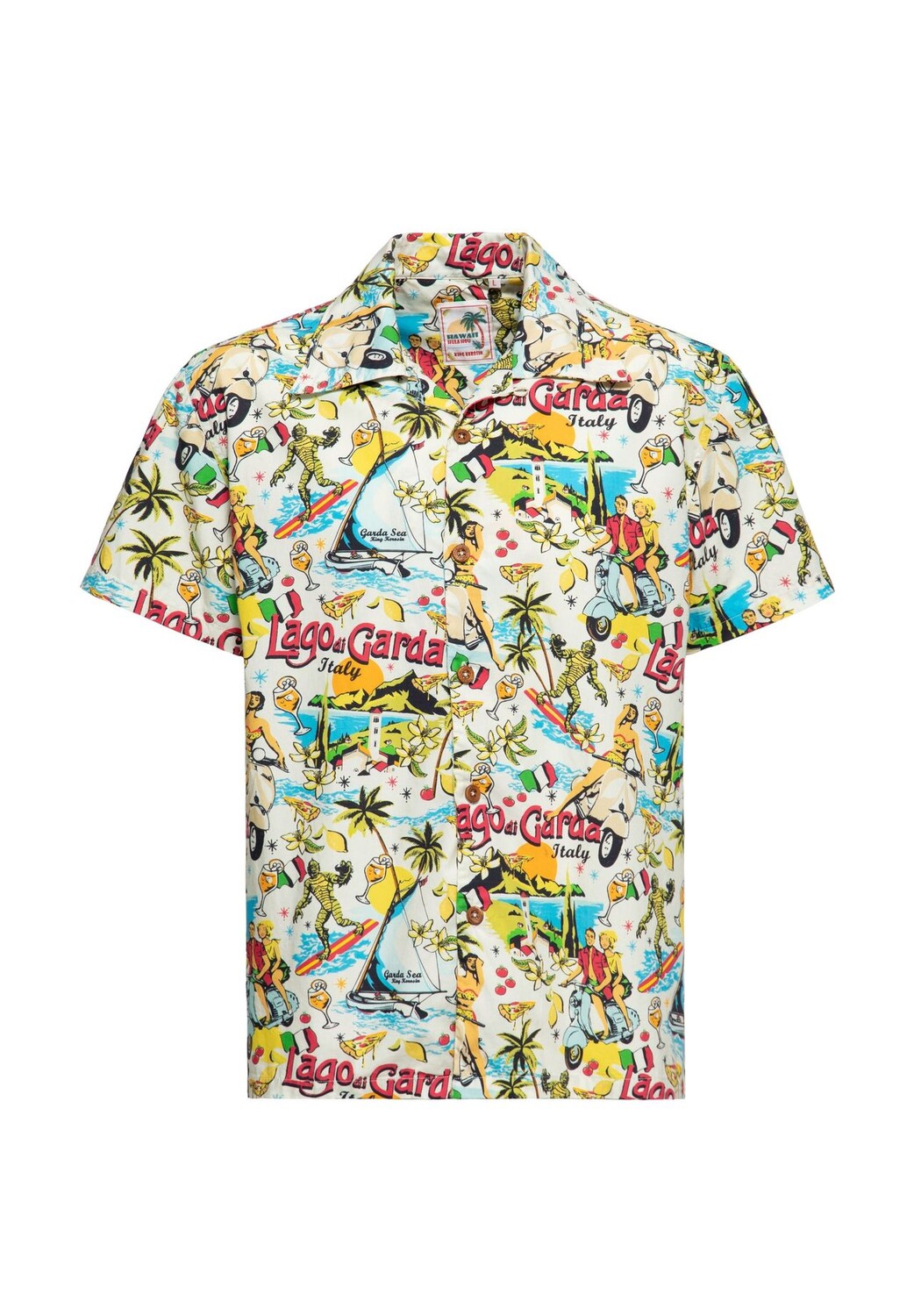 Рубашка с короткими рукавами и ярким принтом озера Гарда по всей поверхности Lago Di Garda KING KEROSIN, кремовый
Рубашка с короткими рукавами и ярким принтом озера Гарда по всей поверхности Lago Di Garda KING KEROSIN, кремовый