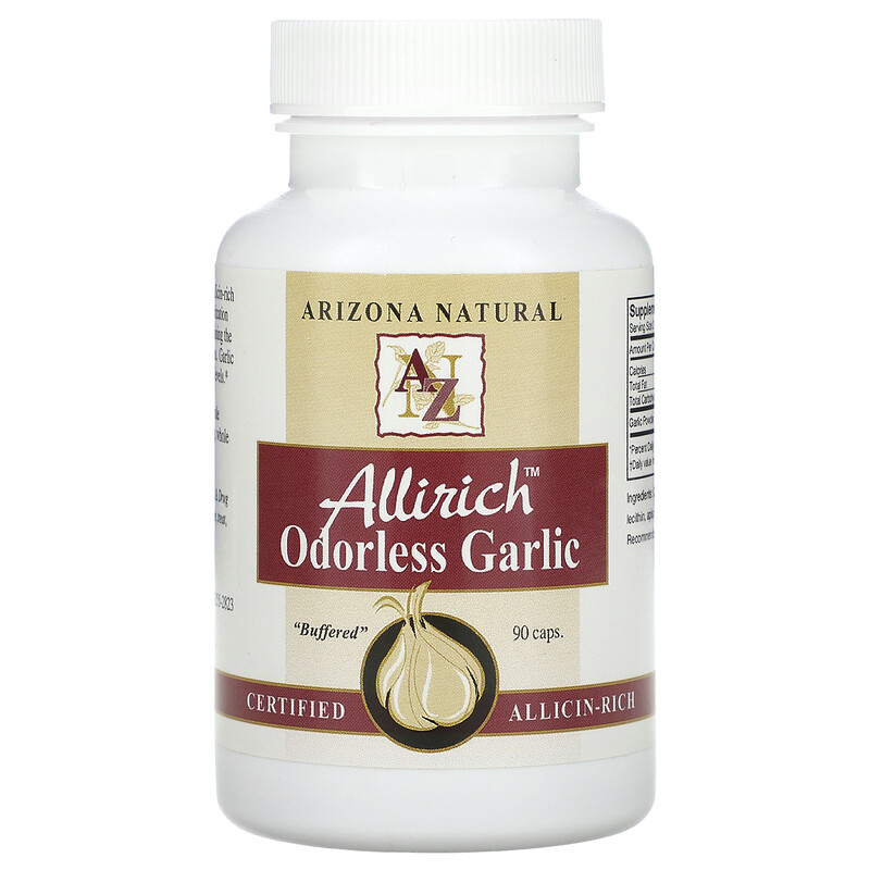 Arizona Natural, Allirich, Odorless Garlic, 100 Capsules
Arizona Natural, Allirich, Odorless Garlic, 100 Capsules