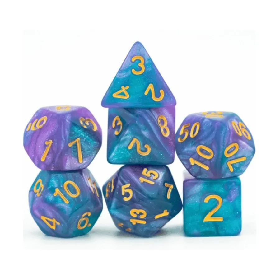 Набор Poly — Paradiso с золотом (7), Dice Sets - Resin/Acrylic - Blue, Green, & Purple (Foam Brain Games)
Набор Poly — Paradiso с золотом (7), Dice Sets - Resin/Acrylic - Blue, Green, & Purple (Foam Brain Games)