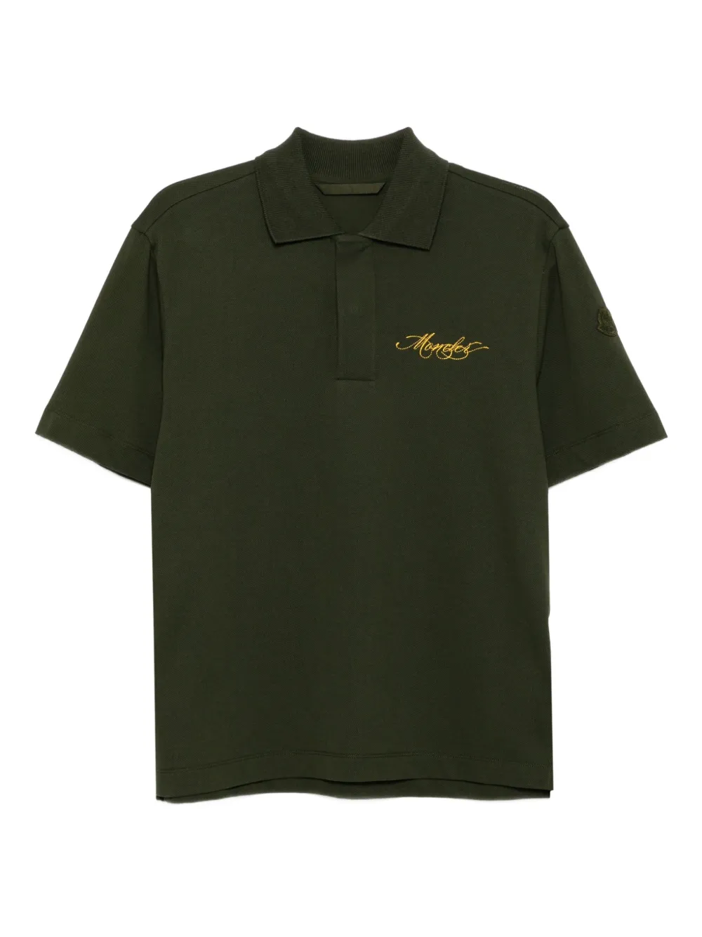 Рубашка поло с вышитым логотипом MONCLER, зеленый 
Рубашка поло с вышитым логотипом MONCLER, зеленый