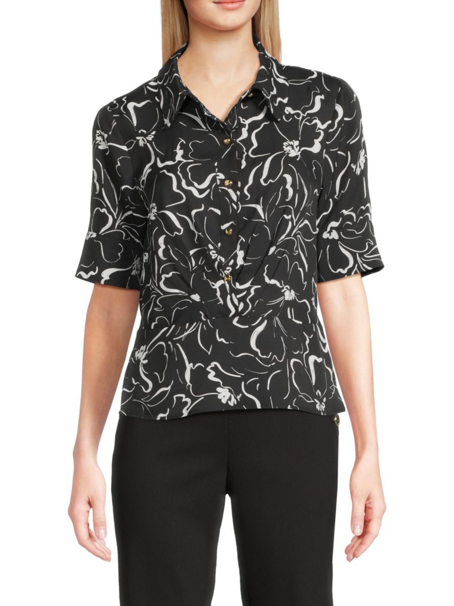 Топ с принтом и складками спереди Halston, черный мульти
Топ с принтом и складками спереди Halston, черный мульти