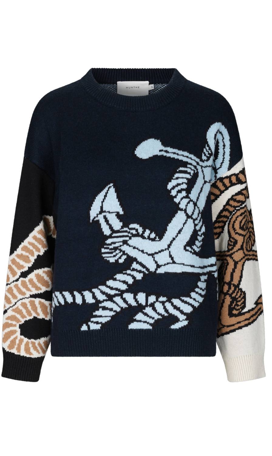 Женский вязаный свитер с длинным рукавом синий MUNTHE
Женский вязаный свитер с длинным рукавом синий MUNTHE