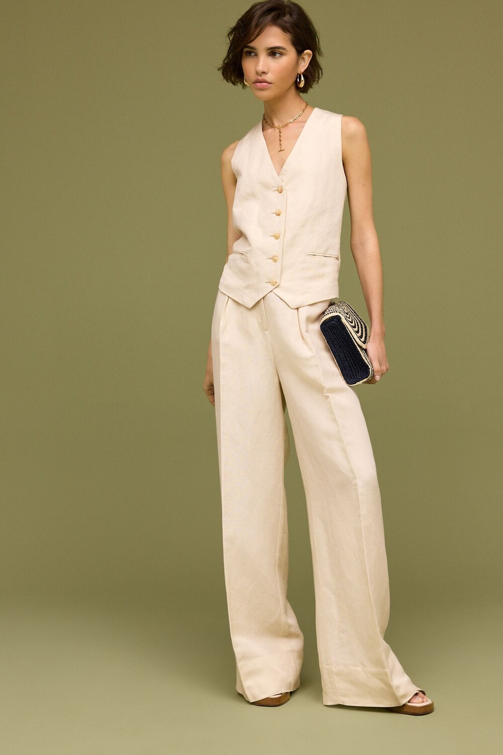 Элегантные широкие брюки из смесового льна Next, бежевый
Элегантные широкие брюки из смесового льна Next, бежевый