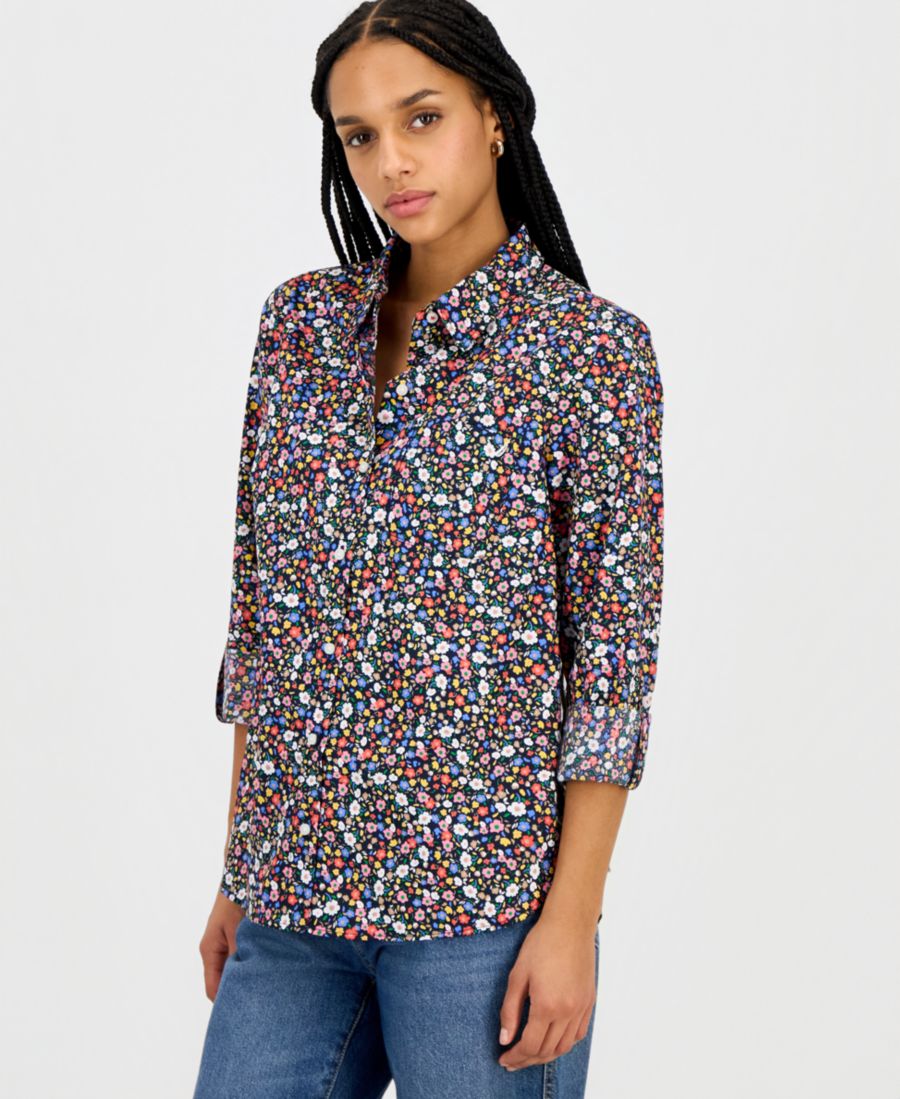 Женская хлопковая рубашка с цветочным принтом и рукавами-петлями Nautica Jeans, Night Sky Multi
Женская хлопковая рубашка с цветочным принтом и рукавами-петлями Nautica Jeans, Night Sky Multi
