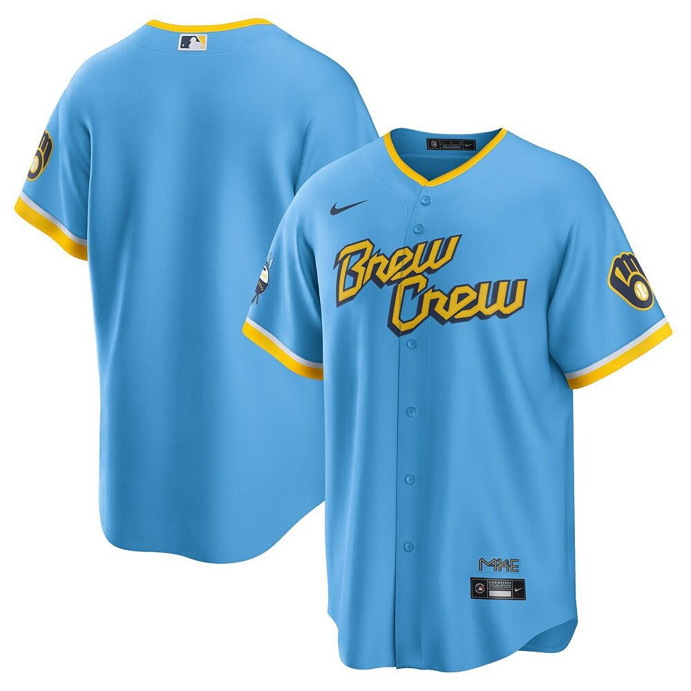 Мужская майка Nike Powder Blue Milwaukee Brewers 2022 City Connect Replica Team, цвет Brw Light
Мужская майка Nike Powder Blue Milwaukee Brewers 2022 City Connect Replica Team, цвет Brw Light
