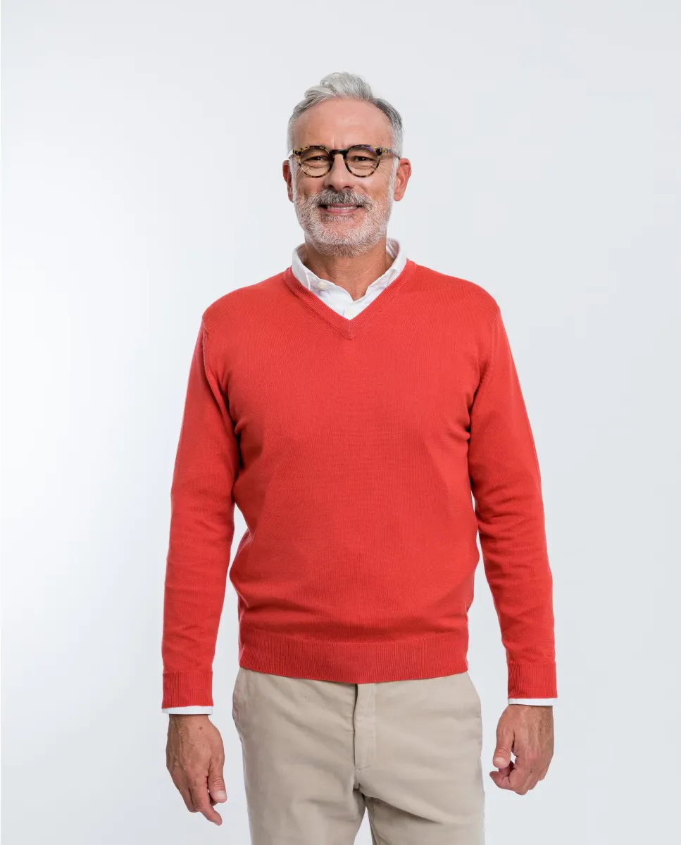 Мужской свитер из 100% тонкой мериносовой шерсти темно-оранжевого цвета Wickett Jones, оранжевый
Мужской свитер из 100% тонкой мериносовой шерсти темно-оранжевого цвета Wickett Jones, оранжевый