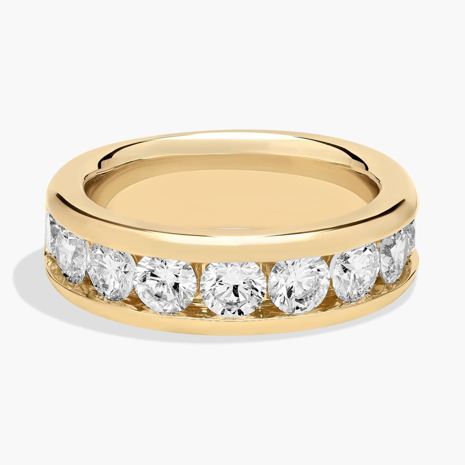 Кольцо с выращенным в лаборатории бриллиантом в канальной оправе из 14-каратного желтого золота (2 карата, два карата - FG / VS2-SI1) Blue Nile