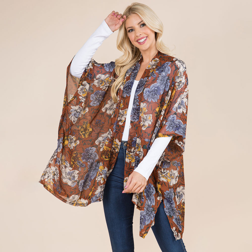 Легкий кимоно-пончо с открытой передней частью и цветочным принтом TRUEDAMES, коричневый
Легкий кимоно-пончо с открытой передней частью и цветочным принтом TRUEDAMES, коричневый