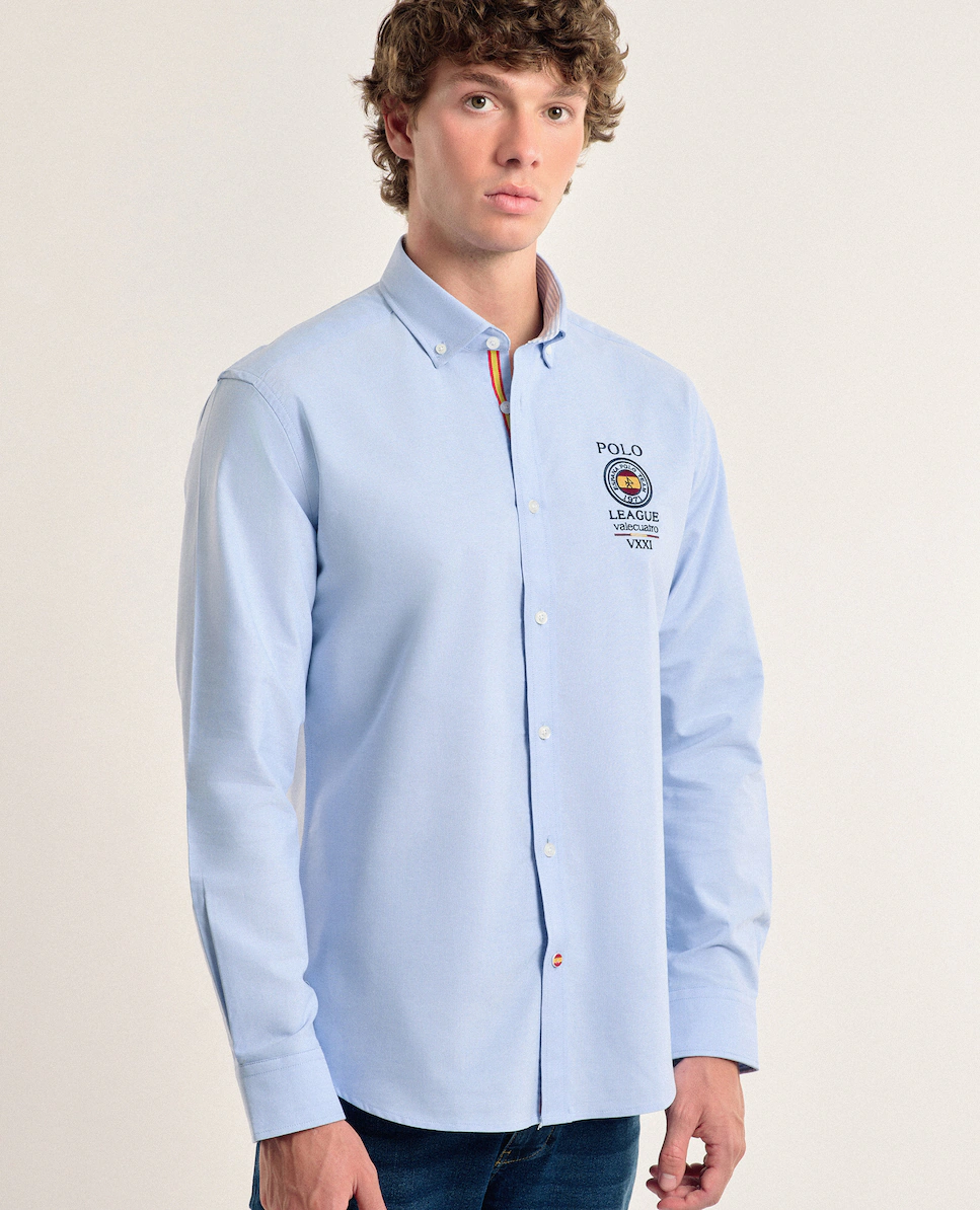 Мужская рубашка классического кроя из хлопка с принтом голубого цвета спереди Valecuatro, светло-голубой
Мужская рубашка классического кроя из хлопка с принтом голубого цвета спереди Valecuatro, светло-голубой