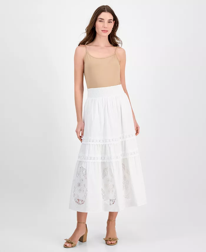 Женская хлопковая юбка макси с вышивкой T Tahari, белый
Женская хлопковая юбка макси с вышивкой T Tahari, белый