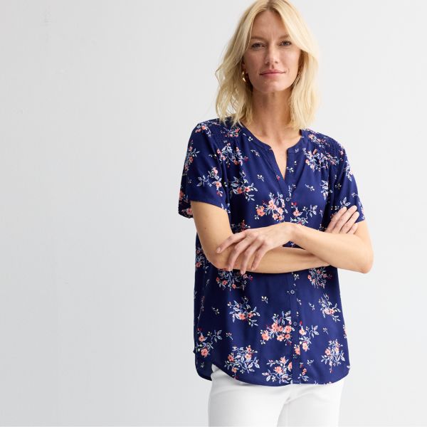 Миниатюрная женская блузка с короткими рукавами Croft & Barrow, цвет navy coral floral
Миниатюрная женская блузка с короткими рукавами Croft & Barrow, цвет navy coral floral