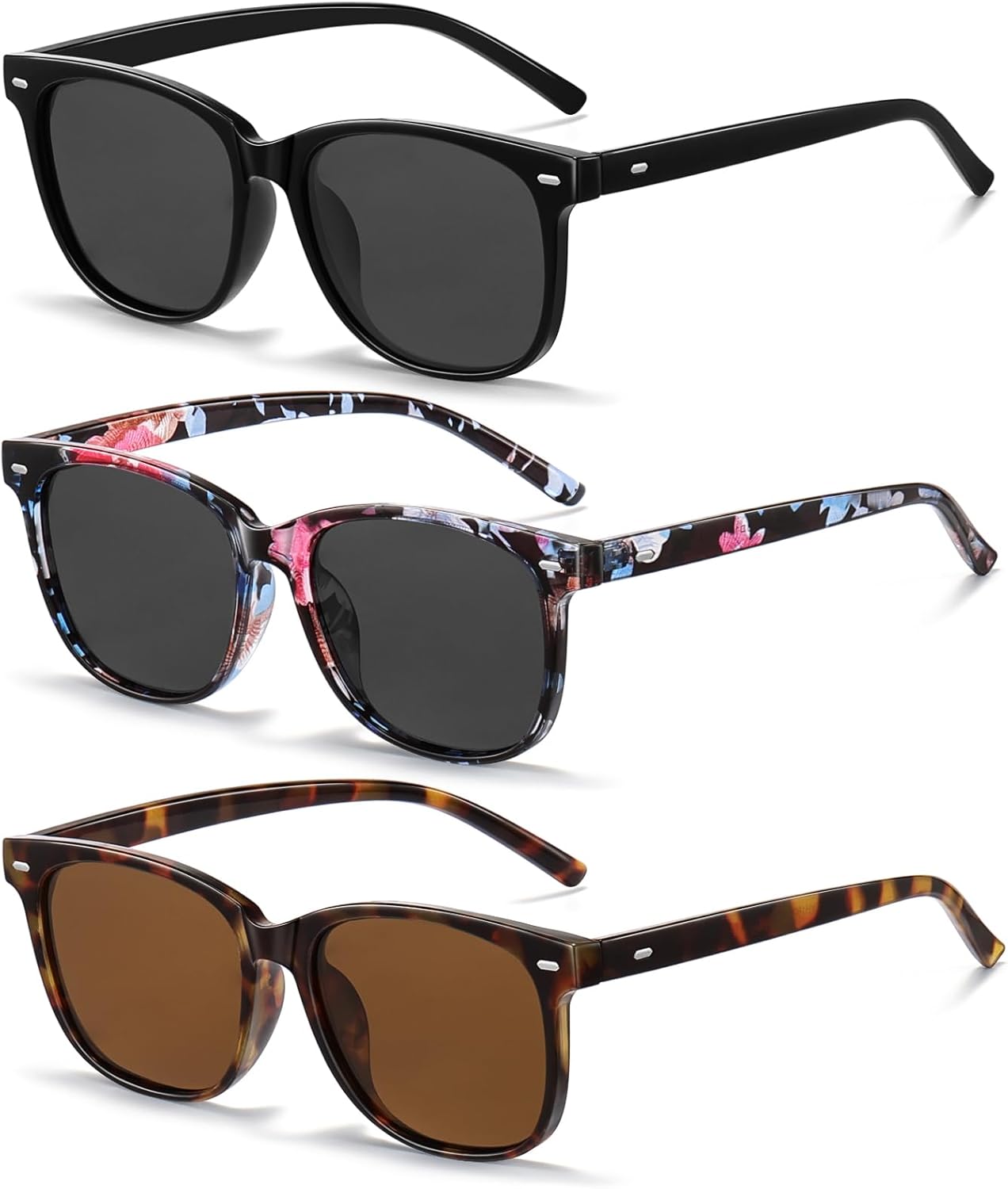 Солнцезащитные очки Wzerry для женщин, поляризованные, в винтажном стиле, с круглыми линзами, защищающими от УФ-излучения UV400, Black/Grey + Flower/Grey + Brown Tortoise/Brown
Солнцезащитные очки Wzerry для женщин, поляризованные, в винтажном стиле, с круглыми линзами, защищающими от УФ-излучения UV400, Black/Grey + Flower/Grey + Brown Tortoise/Brown