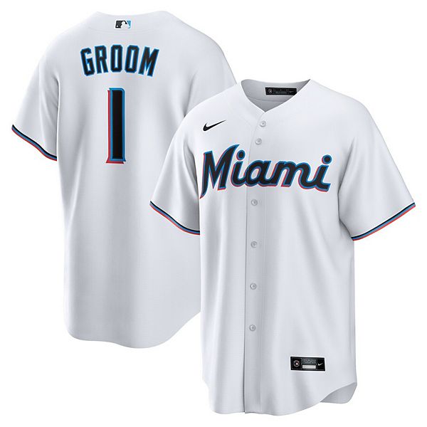 Мужская белая реплика футболки Miami Marlins #1 Groom Home Nike
Мужская белая реплика футболки Miami Marlins #1 Groom Home Nike