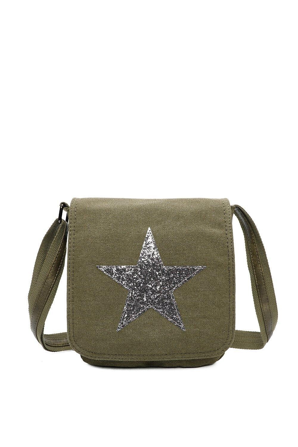 Сумка-мессенджер из парусины через плечо с кисточкой и тройной молнией в виде звезды Fontanella Fashion, зеленый
Сумка-мессенджер из парусины через плечо с кисточкой и тройной молнией в виде звезды Fontanella Fashion, зеленый