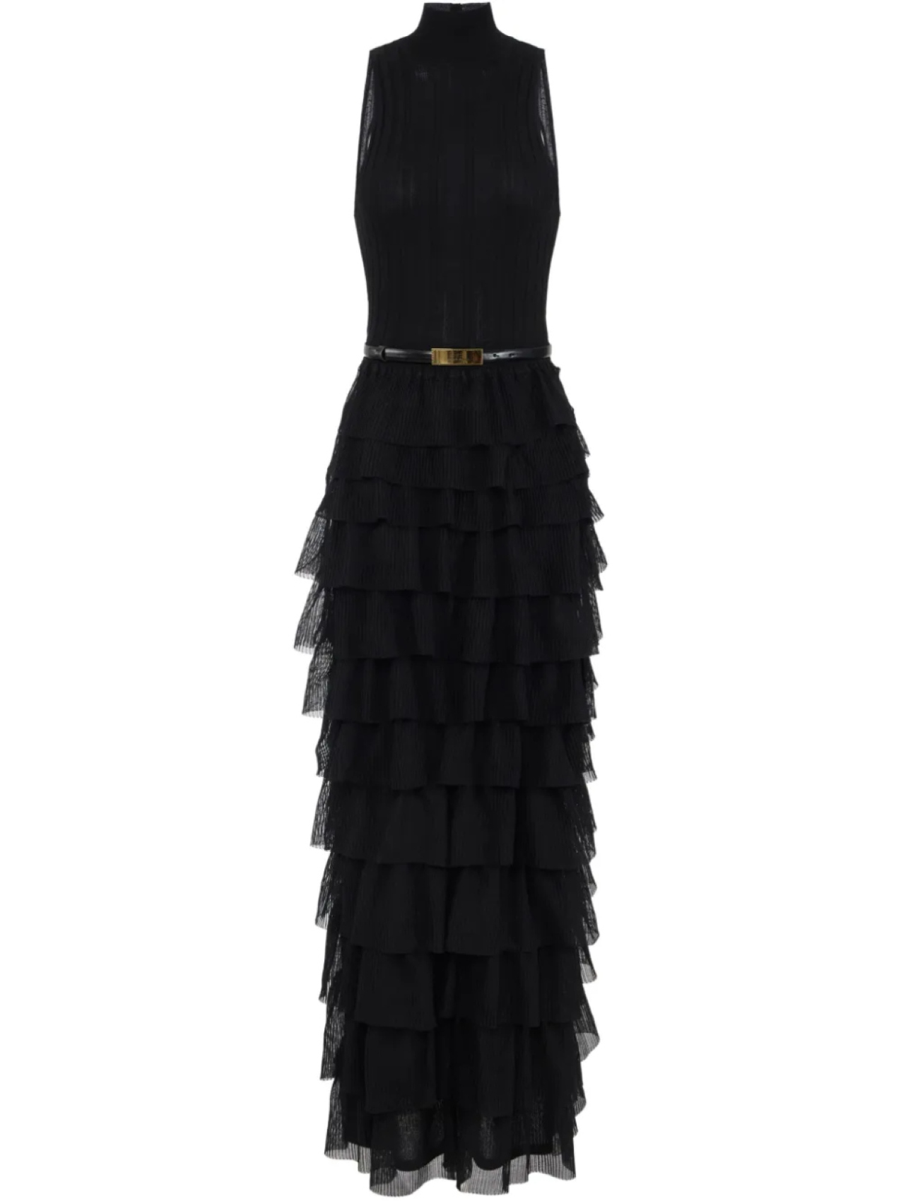 Платье Elisabetta Franchi с поясом и рюшами, черный
Платье Elisabetta Franchi с поясом и рюшами, черный