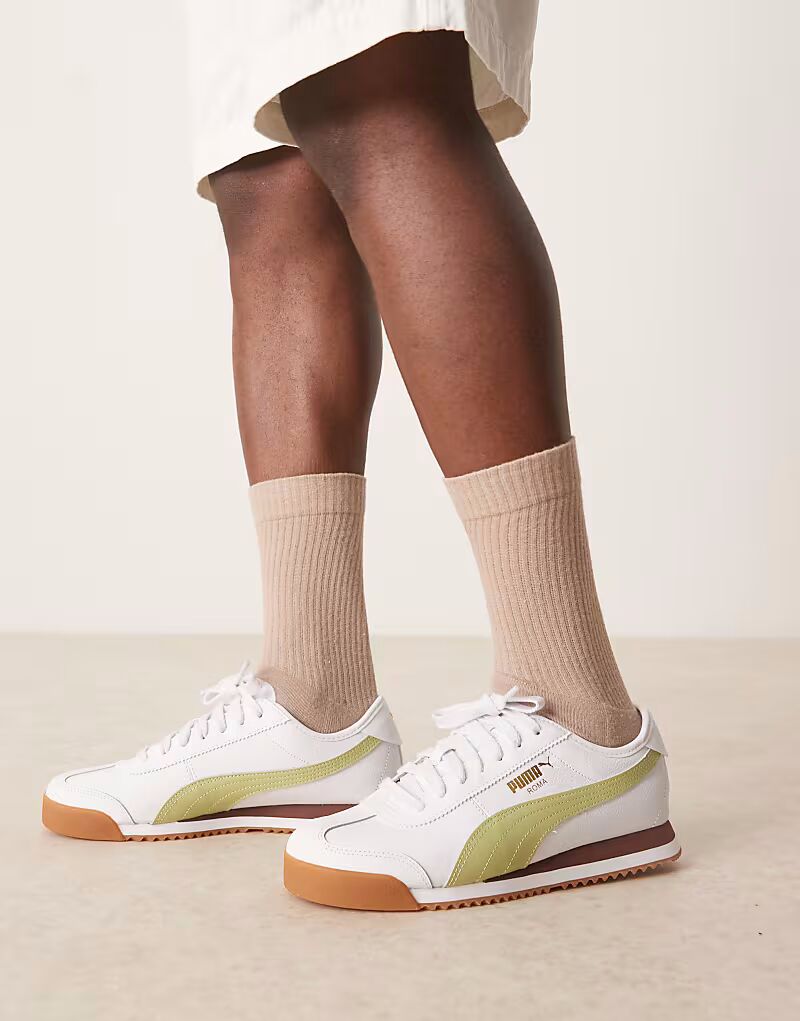 Кроссовки Puma Roma белого цвета с зеленым
Кроссовки Puma Roma белого цвета с зеленым