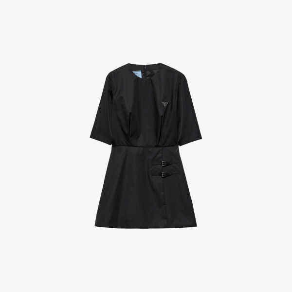 Мини-Платье из переработанного нейлона с логотипом Re-Nylon Prada, черный 
Мини-Платье из переработанного нейлона с логотипом Re-Nylon Prada, черный