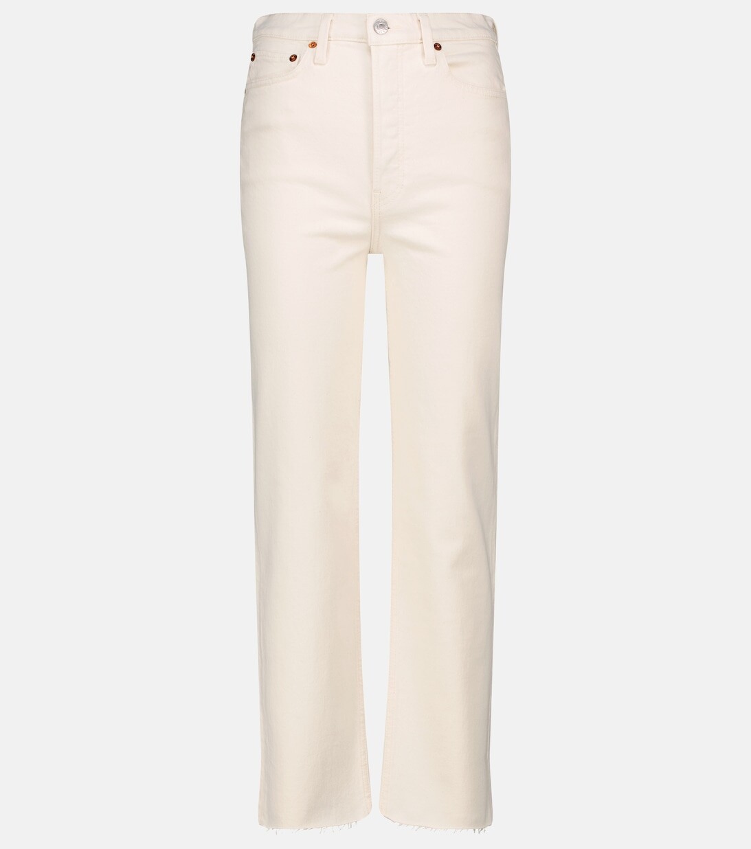 Узкие джинсы 70-х годов Stove Pipe с высокой посадкой RE/DONE, белый 
Узкие джинсы 70-х годов Stove Pipe с высокой посадкой RE/DONE, белый