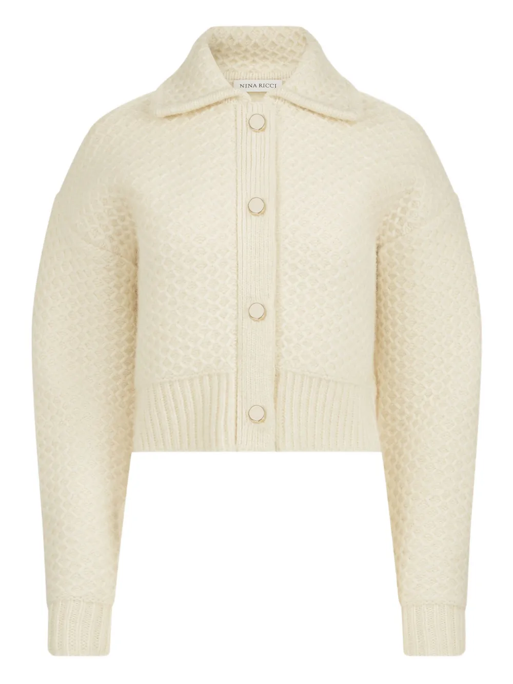 Кардиган из текстурированной шерсти Nina Ricci, нейтральный 
Кардиган из текстурированной шерсти Nina Ricci, нейтральный
