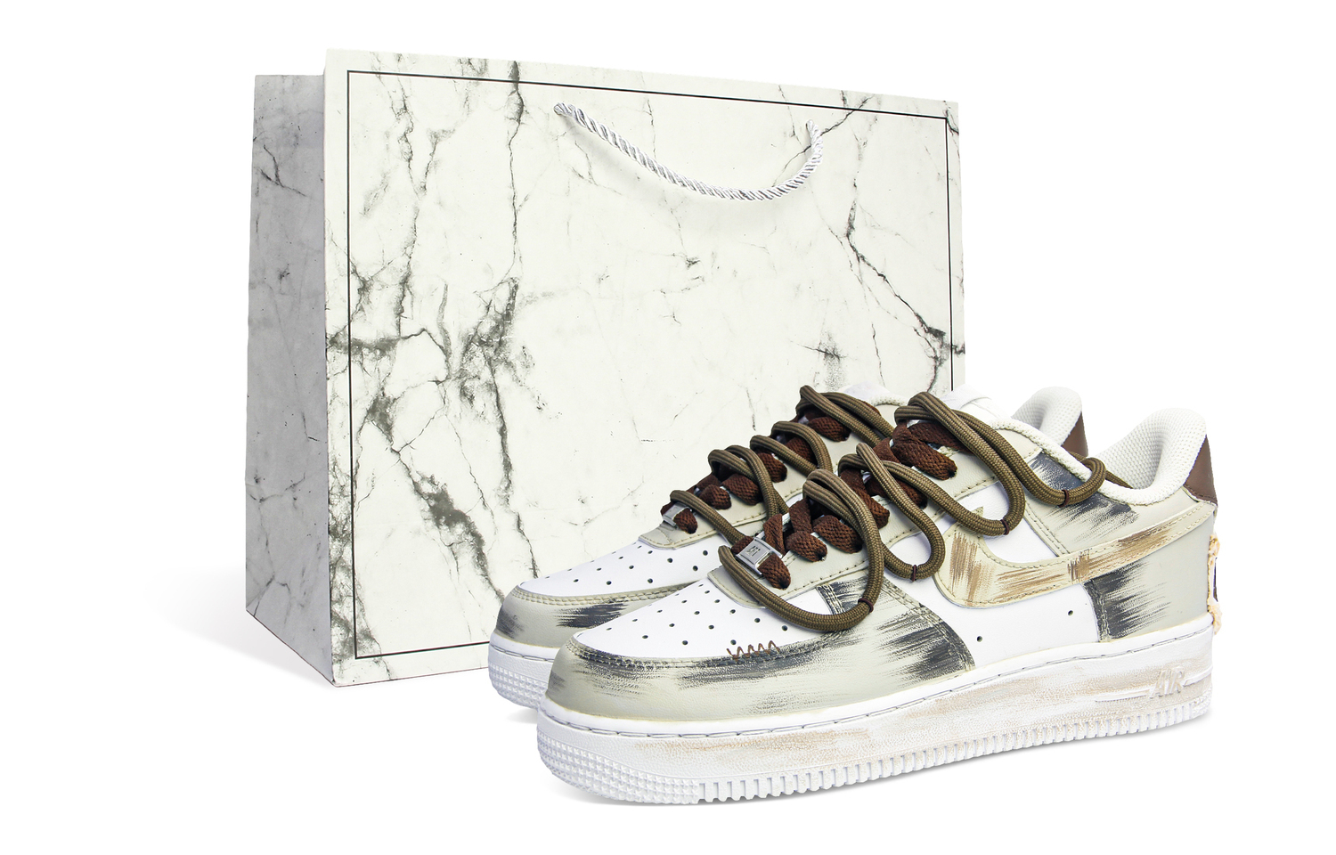 Кроссовки Nike Air Force 1 устойчивые к истиранию низкие скейтерские унисекс коричневые белые - белые коричневые, подарочная упаковка, цвет White Brown, Shopping Bag
Кроссовки Nike Air Force 1 устойчивые к истиранию низкие скейтерские унисекс коричневые белые - белые коричневые, подарочная упаковка, цвет White Brown, Shopping Bag