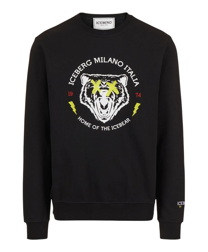 Толстовка прямого кроя с круглым вырезом из черного хлопка с принтом в виде медведя. Iceberg, черный
Толстовка прямого кроя с круглым вырезом из черного хлопка с принтом в виде медведя. Iceberg, черный