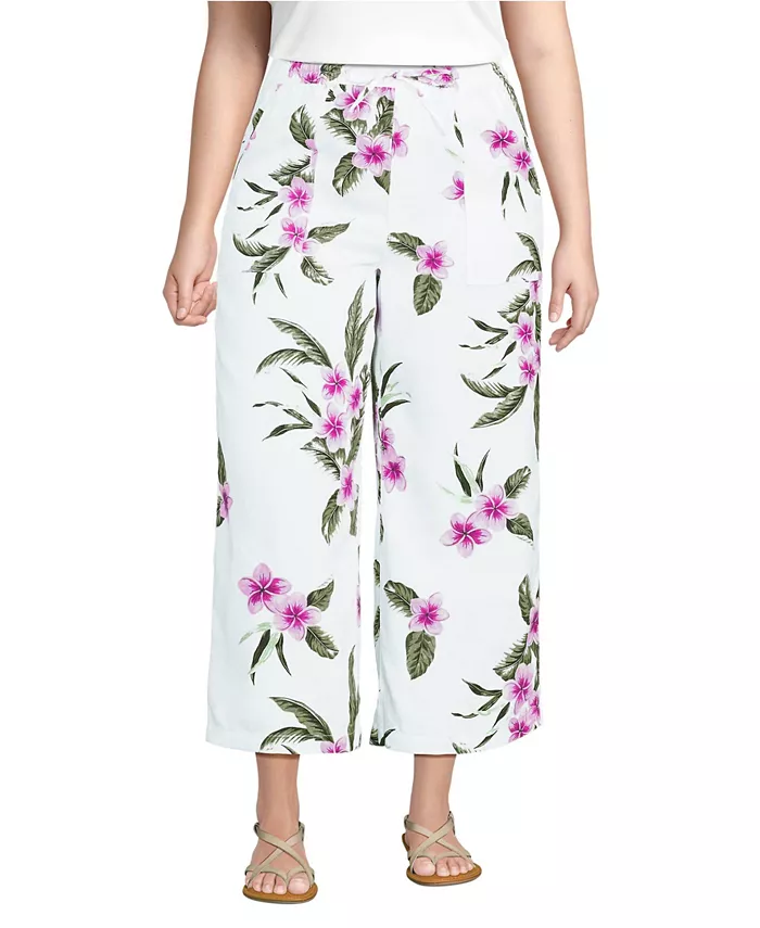 Женские льняные укороченные брюки с высокой талией и завязками на талии Lands' End, белый
Женские льняные укороченные брюки с высокой талией и завязками на талии Lands' End, белый