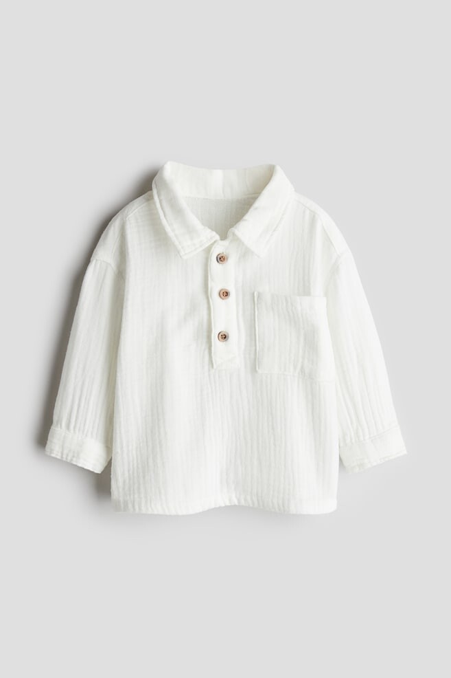 Рубашка из хлопкового муслина H&M, белый
Рубашка из хлопкового муслина H&M, белый