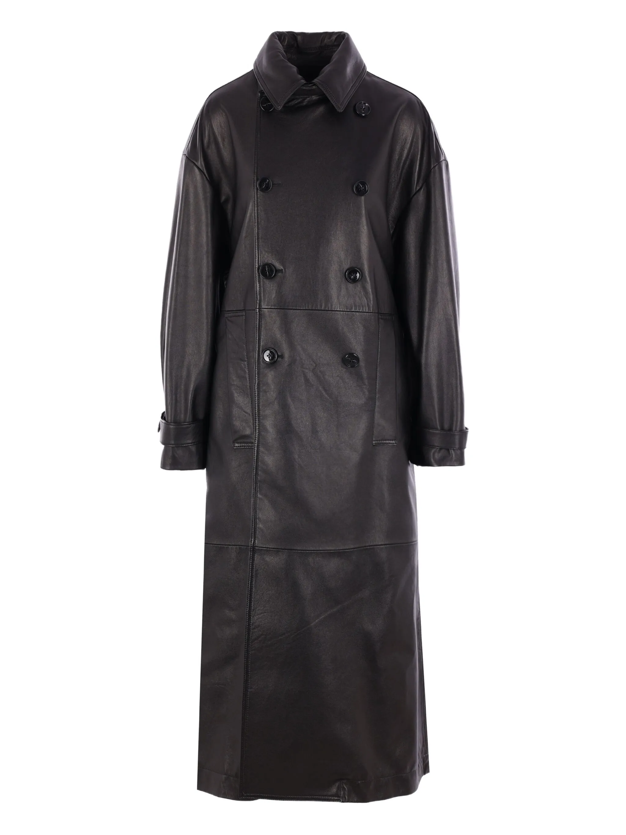 Двубортное кожаное пальто Ann Demeulemeester, черный
Двубортное кожаное пальто Ann Demeulemeester, черный