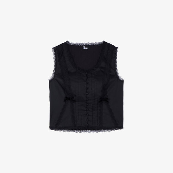 Топ The Kooples с кружевной отделкой и бантом, черный
Топ The Kooples с кружевной отделкой и бантом, черный