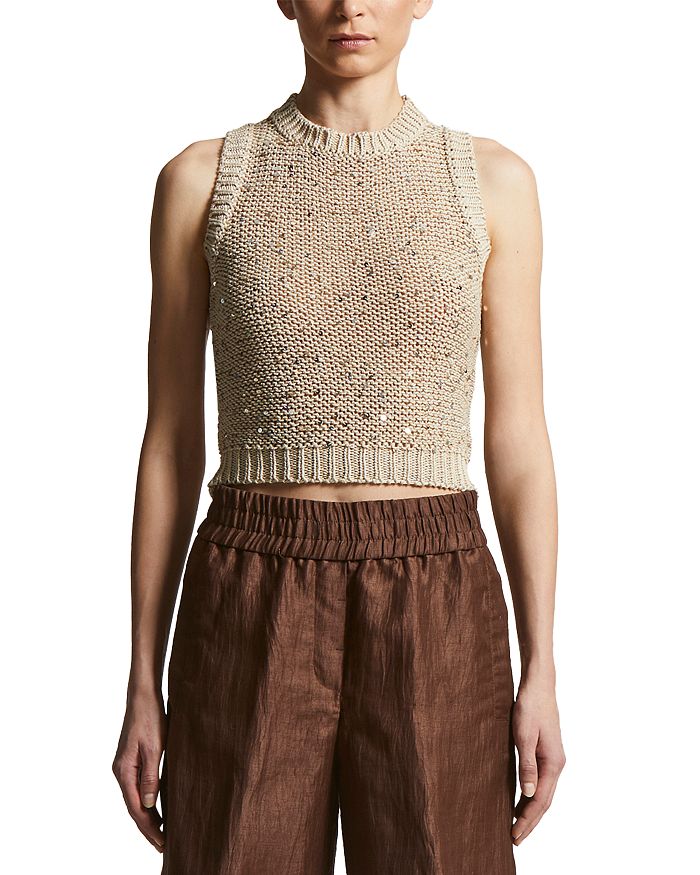 Трикотажный укороченный топ Peserico, коричневый/бежевый
Трикотажный укороченный топ Peserico, коричневый/бежевый