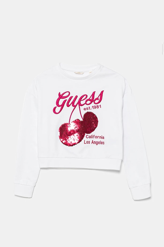Детская хлопковая толстовка Guess, белый 
Детская хлопковая толстовка Guess, белый