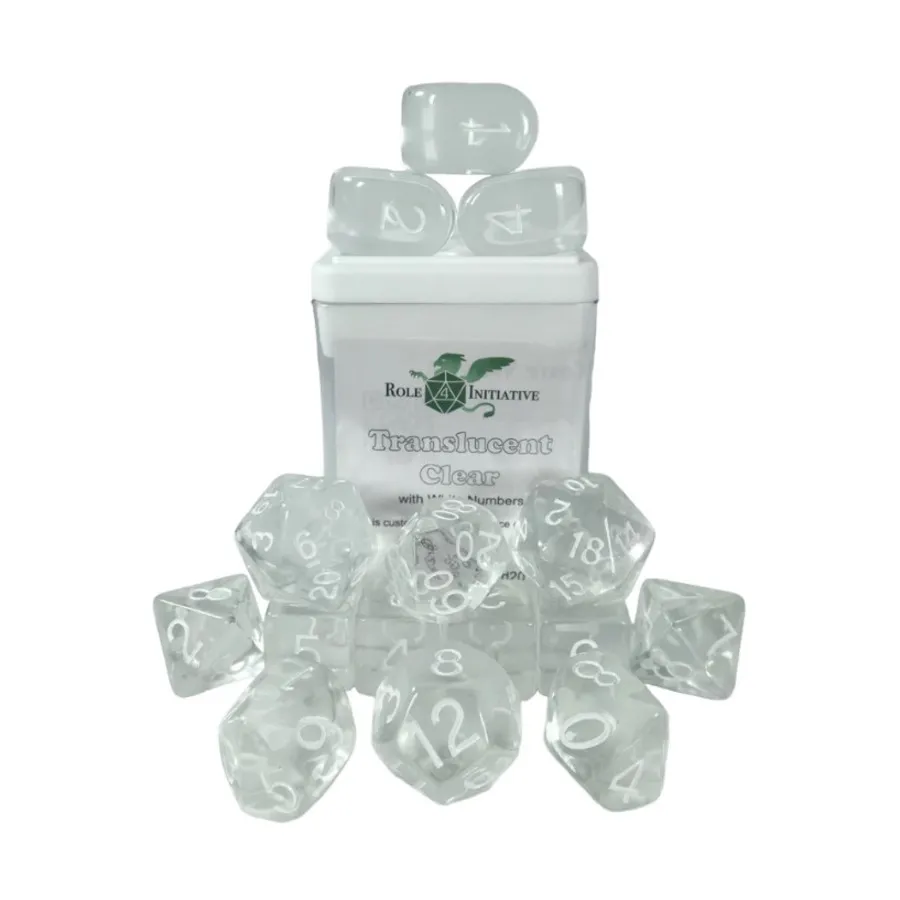 Многогранные игральные кости — полупрозрачные, прозрачные с белым, Arch'd4 (15), Game Dice - Translucent (Role 4 Initiative)
Многогранные игральные кости — полупрозрачные, прозрачные с белым, Arch'd4 (15), Game Dice - Translucent (Role 4 Initiative)