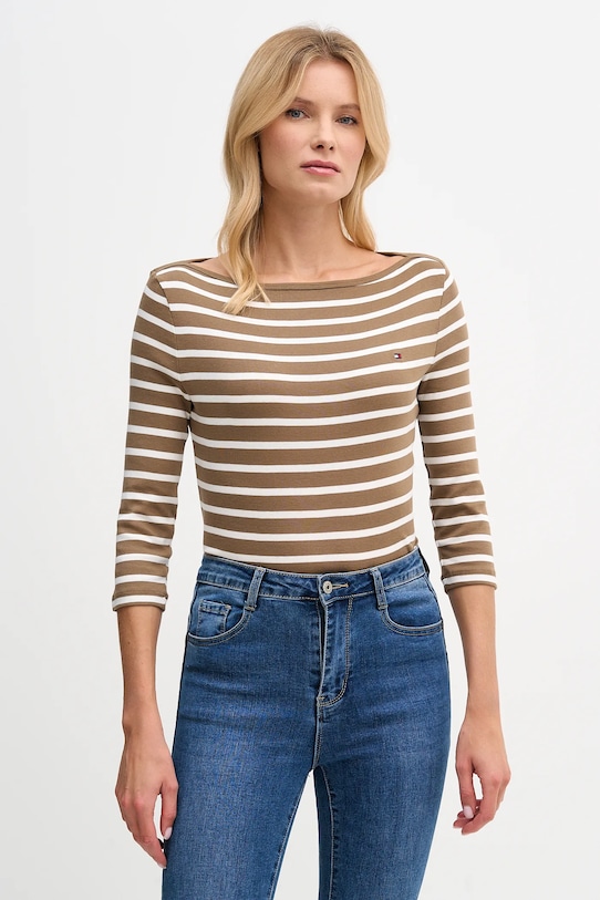 Хлопковый лонгслив Tommy Hilfiger, коричневый
Хлопковый лонгслив Tommy Hilfiger, коричневый