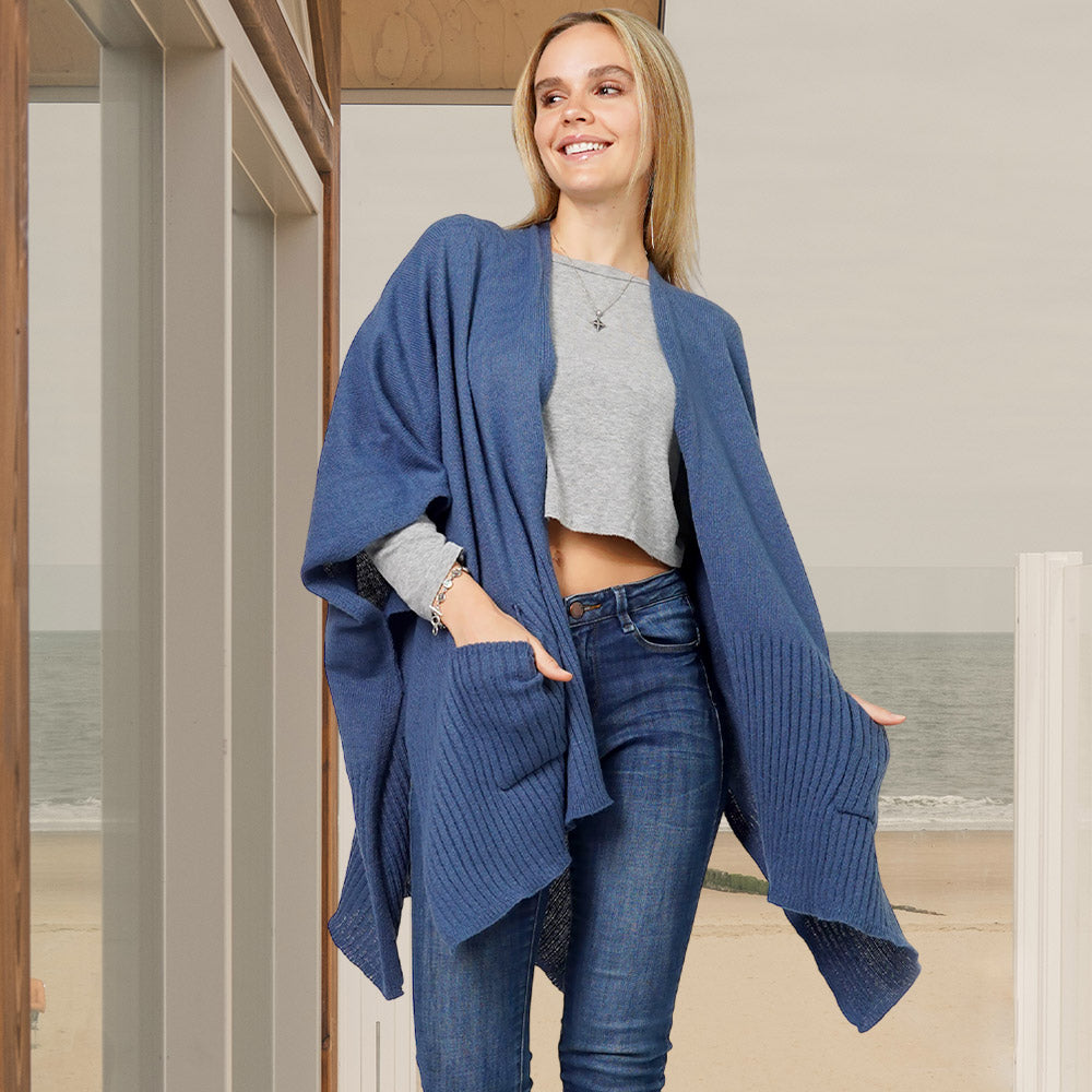 Вязаный жилет-пончо с передними карманами TRUEDAMES, синий
Вязаный жилет-пончо с передними карманами TRUEDAMES, синий