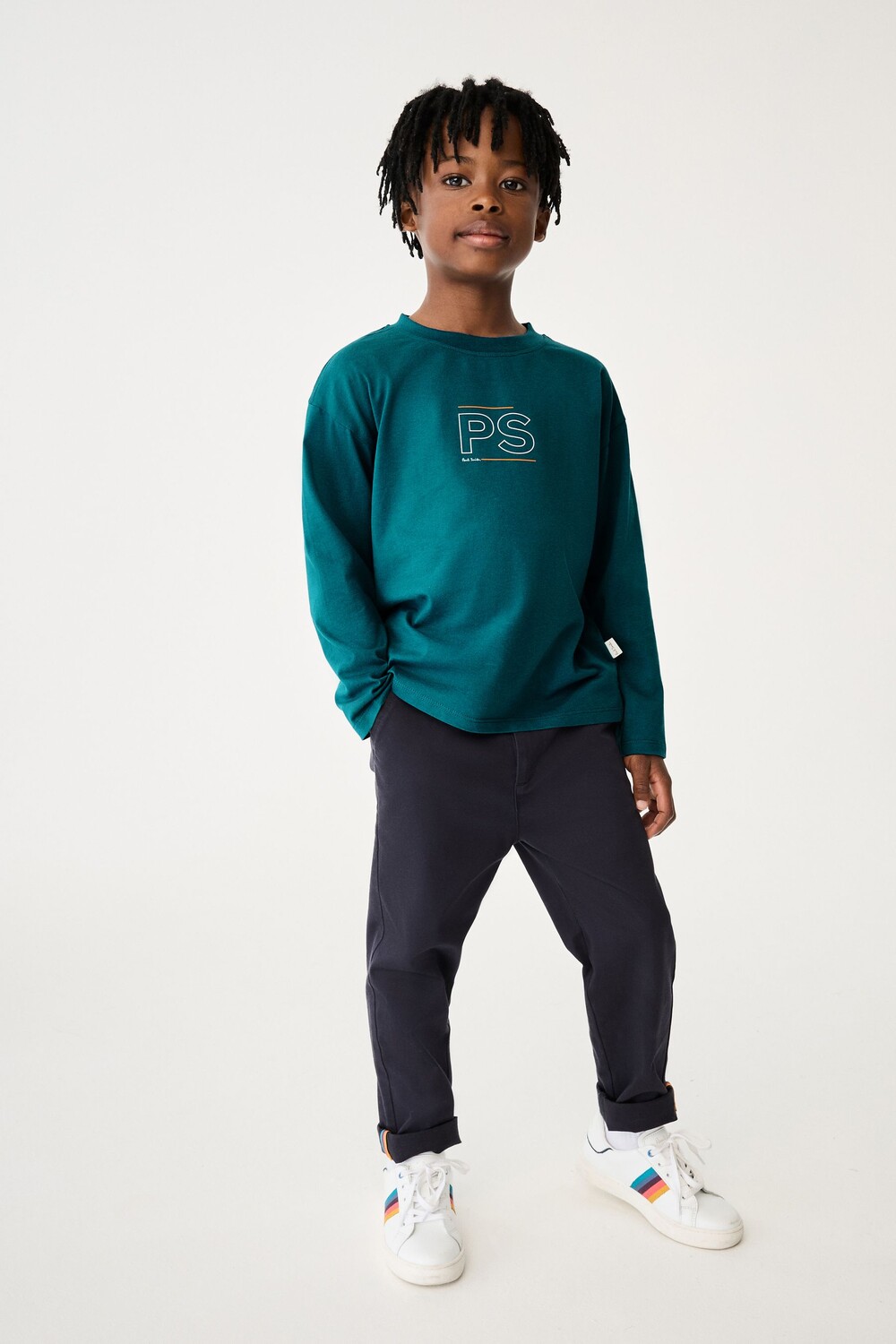 Футболка для мальчиков oversize с длинными рукавами и культовым принтом Paul Smith Junior, бирюзовый
Футболка для мальчиков oversize с длинными рукавами и культовым принтом Paul Smith Junior, бирюзовый