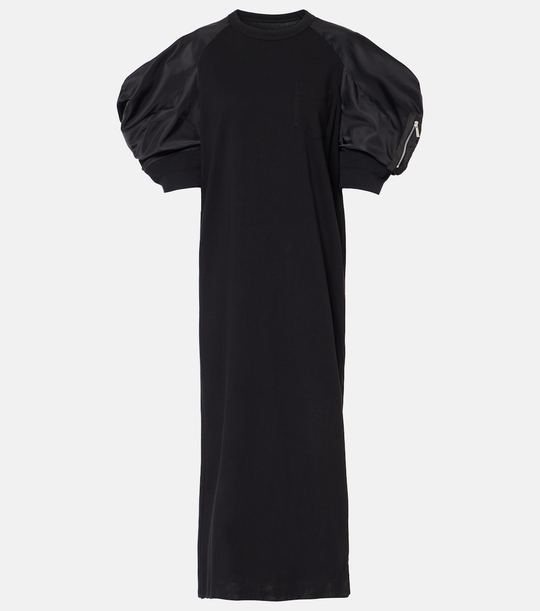 Платье миди из хлопкового трикотажа с рукавами-фонариками Sacai, черный
Платье миди из хлопкового трикотажа с рукавами-фонариками Sacai, черный