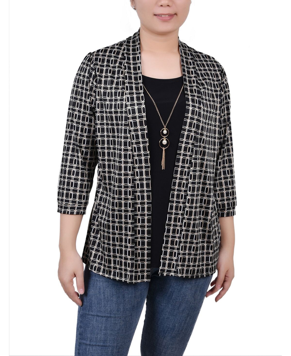 Миниатюрный топ с рукавами 3/4 и двумя принтами NY Collection
Миниатюрный топ с рукавами 3/4 и двумя принтами NY Collection