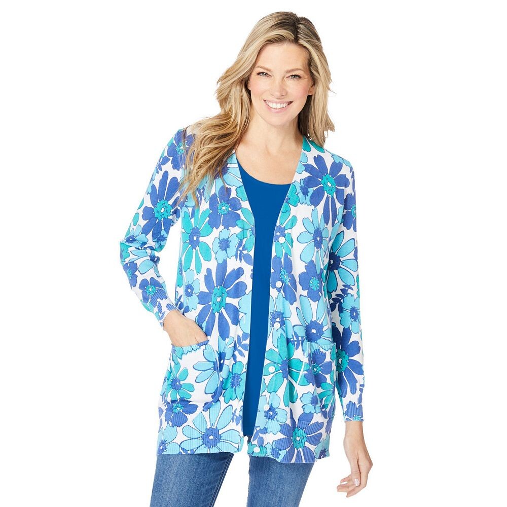 Женщина в идеальном длинном хлопковом кардигане больших размеров для женщин Woman Within, цвет White Blue Blossom
Женщина в идеальном длинном хлопковом кардигане больших размеров для женщин Woman Within, цвет White Blue Blossom