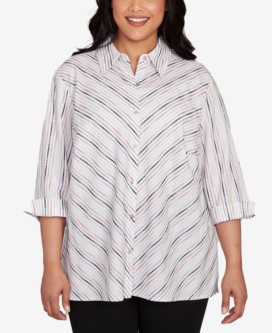 Классический топ больших размеров с текстурированной полосой и скошенными углами, застегивающийся на пуговицы спереди Alfred Dunner, Tan Neutral
Классический топ больших размеров с текстурированной полосой и скошенными углами, застегивающийся на пуговицы спереди Alfred Dunner, Tan Neutral