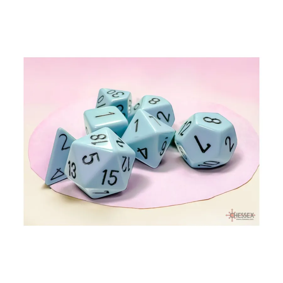 Поли-комплект синий с черным (7), Dice - Opaque Pastel (Chessex)
Поли-комплект синий с черным (7), Dice - Opaque Pastel (Chessex)