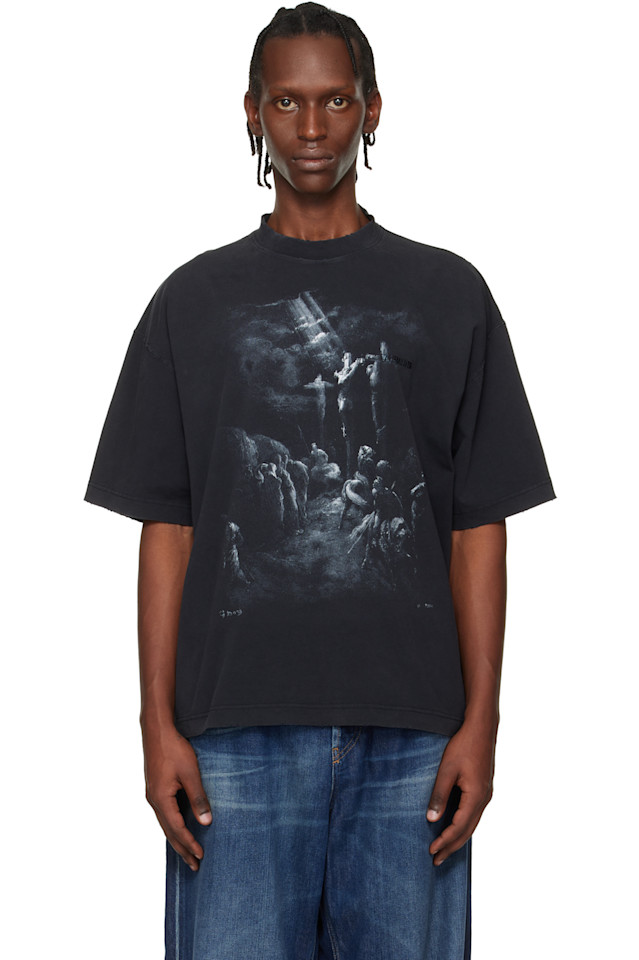 Vetements Футболка с изображением черного Иисуса на кресте, потертая
Vetements Футболка с изображением черного Иисуса на кресте, потертая