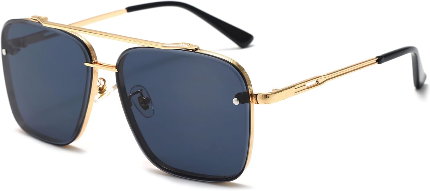 Солнцезащитные очки AIEYEZO увеличенного квадратного размера для мужчин и женщин, модные квадратные очки-авиаторы в металлической оправе с градиентным переходом цвета, Gold/Grey
Солнцезащитные очки AIEYEZO увеличенного квадратного размера для мужчин и женщин, модные квадратные очки-авиаторы в металлической оправе с градиентным переходом цвета, Gold/Grey